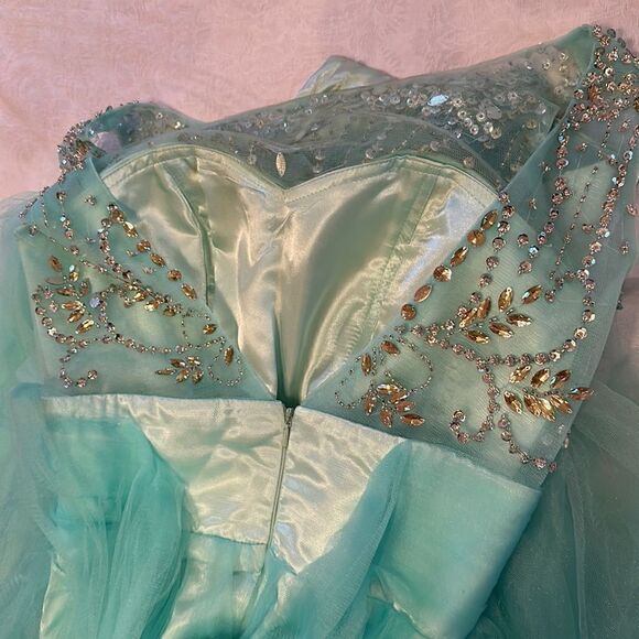 Prom Gown Dress Fancy Sheer Rhinestones Small - Picture 13 of 13